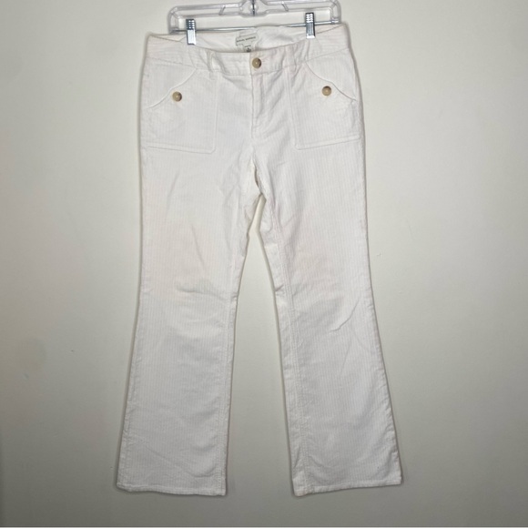 Vintage Banana Republic Winter White Corduroy Flare Jeans Sz 8 - Picture 1 of 14